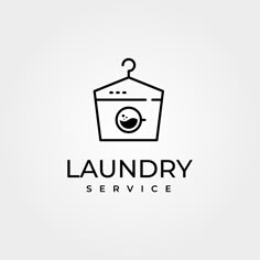 the logo for laundry service, which is designed in black and white