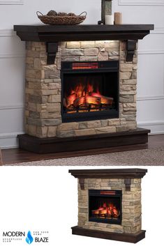 an image of a fireplace with fire in it