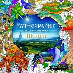 a coloring book with an image of dinosaurs and other animals in the middle of it