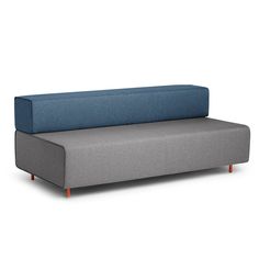 Modern two-tone sectional sofa with blue and gray upholstery on a white background. (Gray-Dark Blue) Booth Sofa, Raising Desk, Power Naps, Party Lounge, Phone Booth Office, Personal Workspace, Lounge Party, Modern Office Furniture, Power Nap