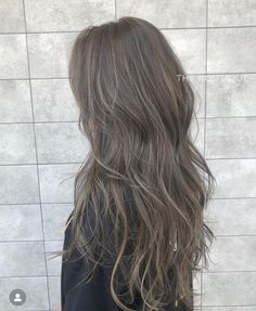 Ashy Brown Grey Hair, Purple Hair With Grey Highlights, Ash Gray Asian Hair, Ash Brown Light Hair, Ash Brown Hair With Dark Roots, Light Brown Silver Hair, Long Ashy Brown Hair, Ash Mushroom Hair, Milk Tea Grey Brown Hair