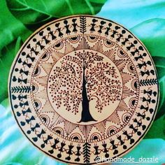 a plate with an image of a tree on it