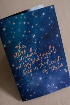 the stars at night are big and bright keep in the heart of tears card with gold foil lettering