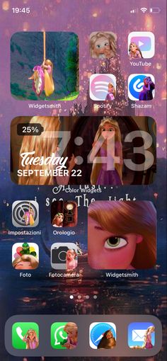 an iphone screen showing the theme for disney's frozen princess