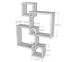 a drawing of a book shelf with shelves on each side and measurements for the top