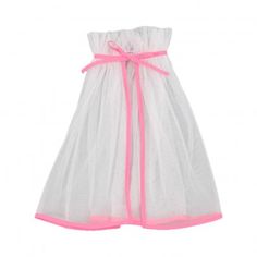 a white dress with pink trims on the waist