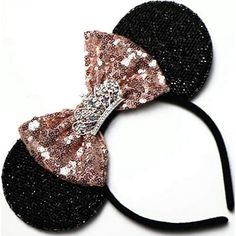 CLGIFT Rosegold Minnie Mouse Ears Headband Shiny Black Glittery Rose Gold Bow Tiara Birthday Party/Disney Princess Ears/Disney Princess Ears/One Size fits Most Disneyland Checklist, Disney Outfit Women, Disney World Checklist, Disney Princess Ears, Disney Outfits Summer, Rose Gold Mickey Ears, Mouse Ears Diy, Rose Gold Minnie Ears, Rose Gold Headband