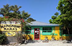 HISTORY AND HAPPY HOUR COMBINE AT MANGROVE MAMA’S IN THE FLORIDA KEYS Yellow Exterior, Brick Hearth, Fishing Basket, Train Depot, Bar And Restaurant, The Florida Keys, Sunny Yellow, By Charlotte