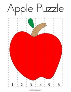 an apple puzzle for children to learn how to draw