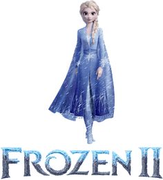 the frozen ii movie poster is shown with an image of a woman in blue dress