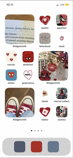 an iphone screen with various images and text on it, including spider - man's shoes