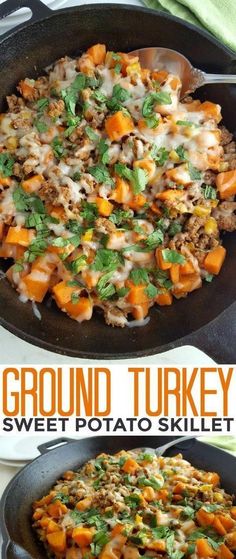 this is an image of ground turkey sweet potato skillet