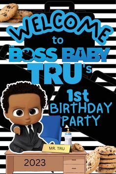 Black Boss Baby Birthday Party Boy, Boss Baby Birthday Party Boy, Baby Afro, Baby Birthday Themes, Brown Babies, Baby Themes, Baby 1st Birthday, Boss Black