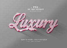 the luxury text effect in photoshopped to look like it has been made with 3d letters