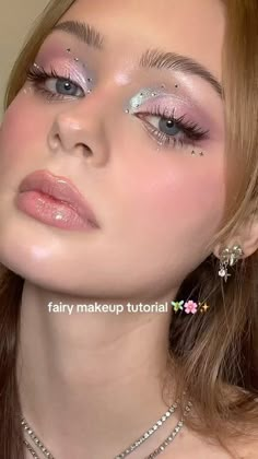 sophie grace on Instagram: "fairy makeup ✨ the prettiest makeup for Halloween!!   #explore #explorepage #makeup #makeuptutorial #trending #halloween #halloweenmakeup #aesthetic #barbie #fairy #fairymakeup #glitter #glittermakeup #reels #reelsofinstagram #halloweenmakeupideas #makeupideas #makeupinspo" Pastel Rhinestone Makeup, Enchanted Theme Makeup, Pastel Glitter Makeup, Fairy Makeup Inspiration, Glinda Makeup Look, Fairytale Makeup Ideas, Princess Core Makeup, Everyday Fairy Makeup, Kids Fairy Makeup