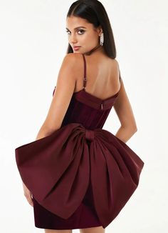 Joanna Wine Bow Mini Dress Atelier Dresses | Azazie Atelier Dress, Bow Mini Dress, Two Piece Homecoming Dress, Lace Homecoming Dresses, Lace Mermaid Wedding Dress, Junior Bridesmaid Dresses, Chiffon Prom Dress, Prom Dresses Lace, Homecoming Dresses Short