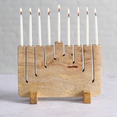 Modern Mango Wood Menorah - Ten Thousand Villages Wood Menorah, Removable Braces, Candle Wall Decor, Sustainable Kitchen, Rustic Aesthetic, Plant Lover Gift, Menorah, Accessories Bags Purses, Tea Accessories