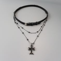 cutiekill-alternative-cross-necklace-ah0632 Gothic Oc, Alex Core, Manifesting Board, Edgy Jewelry, Chocker Necklace, Gothic Accessories, Gothic Necklace, Leather Chokers, Bramble