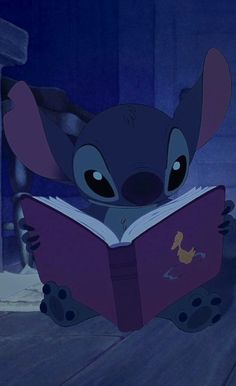 a cartoon character is reading a book in the dark