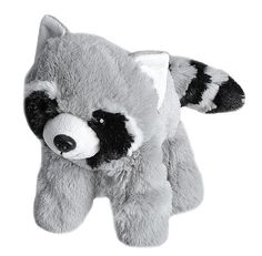 a raccoon stuffed animal on a white background