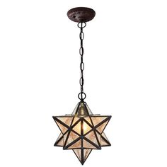 a light fixture with a star hanging from the ceiling