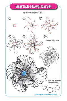 the instructions for how to draw an abstract flower in adobe and photoshopped on paper