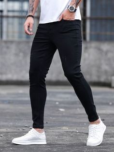 Fall Outfits Black Jeans, Pants Streetwear, Types Of Jeans, Black Jeans Outfit, Slim Denim, Mens Pants Fashion, Pencil Pants, Fashion Joggers