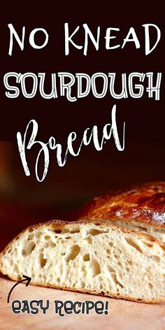 no knead sourdough bread recipe with text overlay