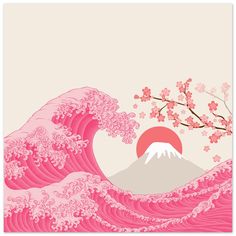 The Pink Great Wave Matte Paper Posterr Pink Waves Painting, Aesthetic Poster Pink, B&m Wallpaper, Cute Wallpaper Iphone, Aesthetic Wallpaper Dark, Wallpaper Aesthetic Dark, Wallpaper Backgrounds Dark, Aesthetic Wallpapers Iphone, Pink Waves