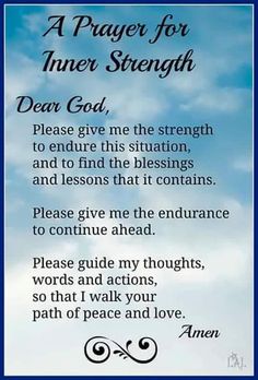 a prayer for inner strength with blue sky and clouds in the background