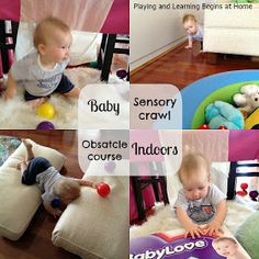 a collage of photos with babies playing and learning