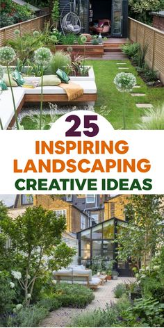 the cover of 25 landscaping creative ideas