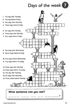 a crossword puzzle is shown with words and pictures on the page, which are in black and white