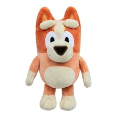 an orange stuffed animal with big eyes