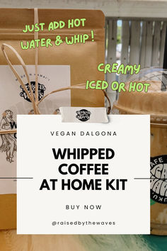 the whipped coffee at home kit is on display