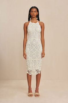 ELISSE CROCHET DRESS - OFF WHITE – CULT GAIA Crochet Gown, Irish Clothing, Icon Clothing, Diy Crochet Bag, Irish Crochet Dress, Evening Flats, Sandal Platform, Crochet Mini Dress, Irregular Hem