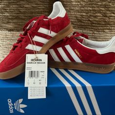 Brand New With Box And Tags. Mens 9, Womens 10.5. Never Worn, Just Tried On Once! Ordered Wrong Size By Mistake. Ordered My True Size And They Fit And Look Amazing! Adidas Gazelle Red, Adidas Nmd R1 White, Adidas Black Sneakers, Adidas Gazelle Indoor, Indoor Shoes, Silver Sneakers, Shoe Wishlist, Hype Shoes, Shoe Inspo