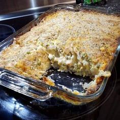 a casserole dish that has been cooked and is ready to be served in the oven