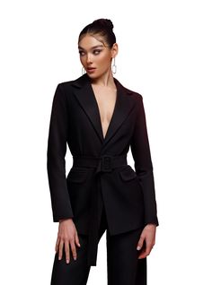 2-piece Womens Blazer Trouser Suit for office, business meetings, formal events and special occasions. Also perfectly combines with sneakers so after a long and tiring business day you can change you heels to sneakers and still look chic. DETAILS -  wide leg pants -  high rise -  blazer is Buttoned and belted -  lined -  side pockets -  relaxed fit -  single breasted MATERIAL Premium quality suiting fabric, which consists of viscose mostly and a bit of polyester and elastane SIZES The models in Black Blazer For Women, Formal Pantsuit, Pantsuit For Women, Women Office Wear, Women Wide Leg Pants, Black Pantsuit, Blazer For Women, Trouser Suit, Womens Blazer