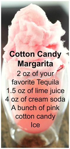 cotton candy margarita recipe in a glass with instructions on how to make the ice cream