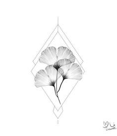 three flowers are shown in the shape of a diamond