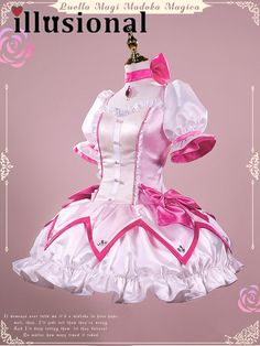 （stock）illusional Puella Magi Madoka Magica Anime Cosplay KKaname Madoka Cosplay Costume Kaname Madoka Magica Outfits, Madoka Kaname Aesthetic, Madoka Kaname Cosplay, Magical Girls Outfit, Madoka Soul Gem, Christmas Dress Aesthetic, Jojifuku Outfit, Madoka Magica Cosplay, Magical Outfits