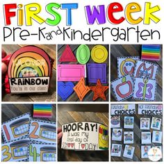 the first week of pre - k and kindergarten with pictures of different items