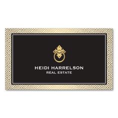 a black and gold business card with the words hedi harleson real estate