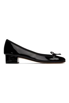 Repetto: Black Patent Camille Heels | SSENSE Repetto Outfit, Repetto Camille, Repetto Flats, Patent Leather Heels, Black Bow, Leather Heels, Cotton Twill, Patent Leather, Block Heels