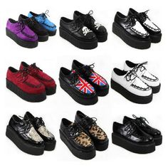 Creepers. My favorite shoes besides converse. Creeper Shoes Outfit, Creepers Shoes Outfit, Mode Shoes, Punk Shoes, Harajuku Women, Punk Outfits, Union Jack, Us Flag