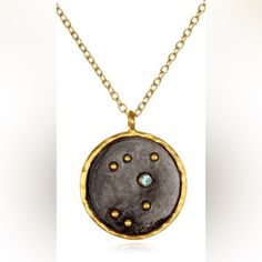 Handmade By Artisans In Thailand 18kt Plated Gold With A Palladium Barrier Over Brass. Features The Constellation Of Stars Within Your Individual Zodiac Sign, Embellished With A Beautiful Birthstone - 18” Chain Length - 18kt Gold Plated And Gunmetal Over Brass - .8” Diameter Adventurous, Liberated Sagittarius, You’re The Zodiac’s Wild Child. Like The Storied Centaur Who Represents Your Sign, You’re Half Galloping Horse, Half Philosophical Human. Principled And Unprejudiced, Your Arrows Of Truth Constellation Of Stars, Satya Jewelry, Galloping Horse, Sagittarius Zodiac, Zodiac Necklace, Zodiac Sagittarius, Zodiac Necklaces, Wild Child, Jewelry Gold