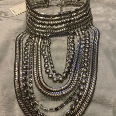 Eyecandy Los Angeles Silver Statement Necklace Silver Costume Jewelry Choker For Parties, Party Metal Necklaces With Silver Chain, Party Necklace With Silver Chain, Funky Necklace, Silver Statement Necklace, Star And Moon Necklace, Beaded Collar Necklace, Owl Pendant Necklace, Woven Necklace