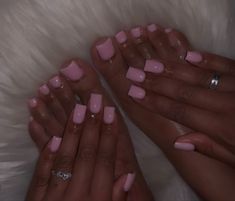 Summer Nails Hands And Toes, Baby Pink Nails And Toes, Short Acrylic Nails Vacation, Baby Pink Nails Short Square, Cute Acrylic Nails For Summer Short, Pink Tip Nails Coffin, Pink Toes And Nails, Pretty Square Acrylic Nails, Matching Hands And Toes Nails