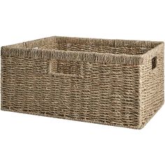 PRICES MAY VARY. Made from 100% natural, earth-friendly, renewable seagrass, the woven basket for storage helps reduce our impact on the environment. The natural color of rattan basket for storage makes for a warm, cozy addition to any table setting. The basket features 2 thickened built-in handles for easy carry and easy pull-out from a top shelf. The durable wicker storage bin is handwoven over a rugged iron frame. Dimensions: 16 ½"L x 13"W x 7 ½"H Size may vary within 1/4 inch due to handmade Rectangle Basket, Baskets For Storage, Large Wicker Basket, Rattan Baskets, Baskets For Shelves, Seagrass Storage Baskets, Velvet Upholstered Bed, Wicker Storage, Large Storage Baskets